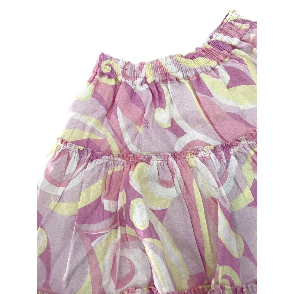 Hill House The Paz Skirt Mini Womens S Ruffle Linen Candy Kaleidoscope Pink NEW - Picture 4 of 8